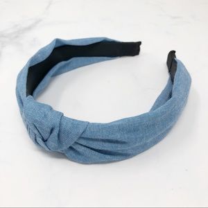 Chambray Top Knot Headband - light blue